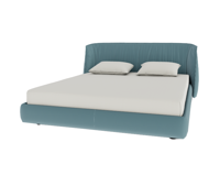 Immagine di ARCHIBALD Letto - Pelle SC 274 Fresco Blue - Retro Testata in Pelle - Poltrona Frau