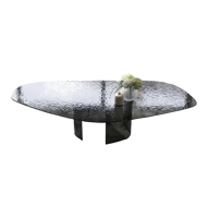 Immagine di ABLOS Tavolo - Vetro Trasparente Martellato Fumè - Tonin Casa